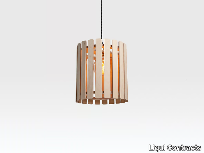 BRIHAM SMALL DRUM - Plywood pendant lamp _ Liqui Contracts