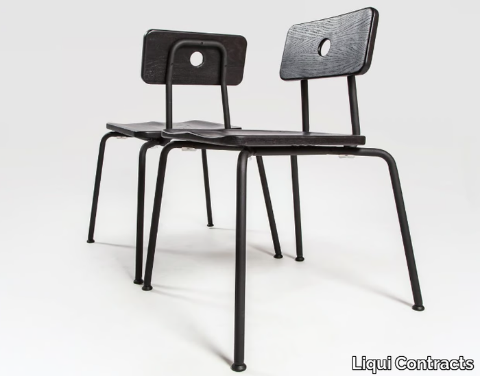 MILNE - Stackable steel and wood chair _ Liqui Contracts