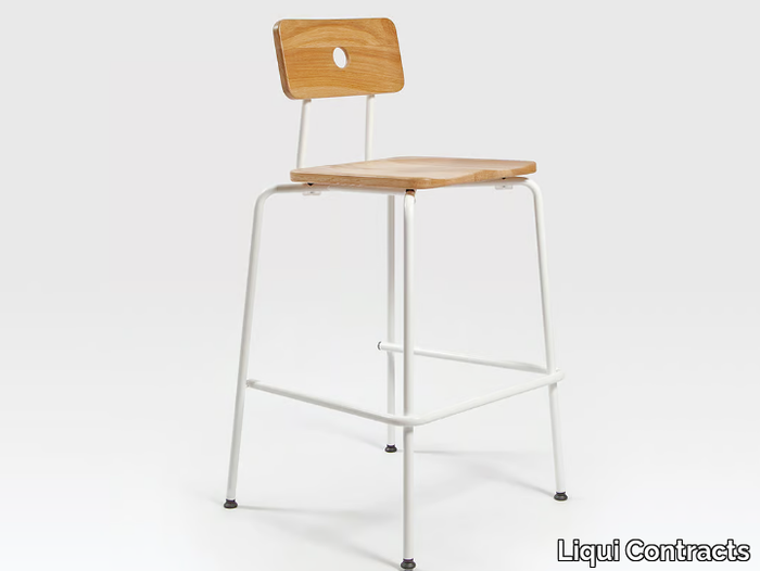 MILNE - Stackable steel and wood barstool _ Liqui Contracts