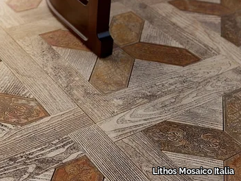 ESSENCE - QUADROTTA 2 - Indoor/outdoor marble flooring with wood effect _ Lithos Mosaico Italia