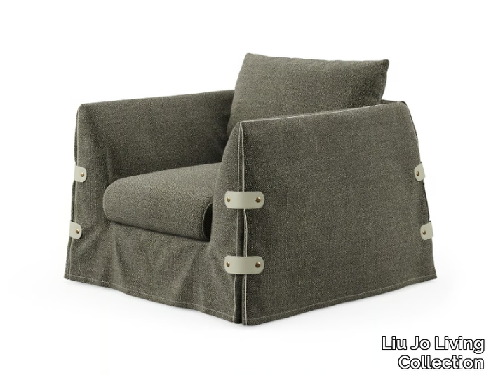 BOTTON UP - Upholstered fabric armchair with armrests _ Liu Jo Living Collection