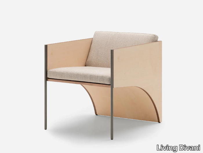 ARK - Wood veneer easy chair with armrests _ Living Divani