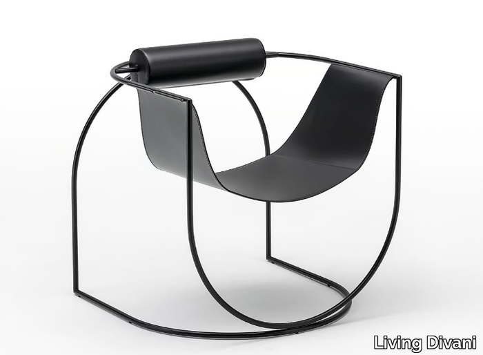 LEMNI - Tanned leather armchair with armrests _ Living Divani