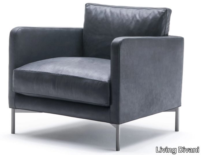 DUMAS - Leather armchair with removable cover _ Living Divani