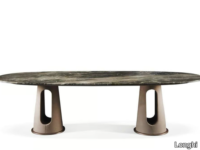 MAVERICK - Marble and leather table _ Longhi