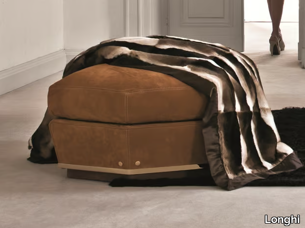 AOYAMA - Upholstered leather pouf _ Longhi