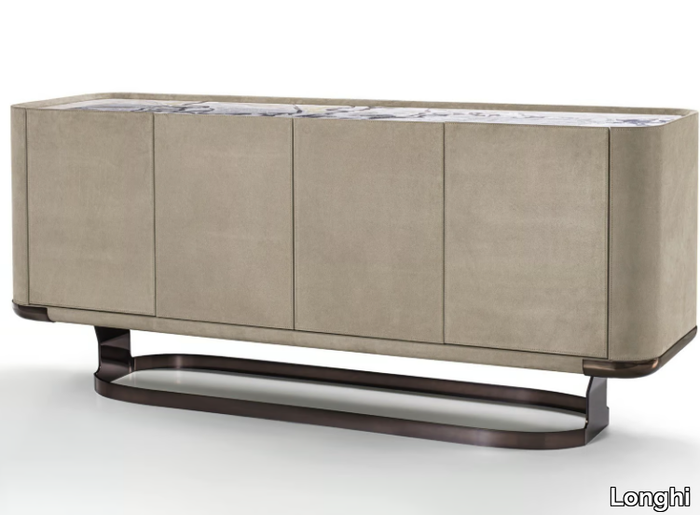 CONCORD - Double-sided leather sideboard with doors _ Longhi