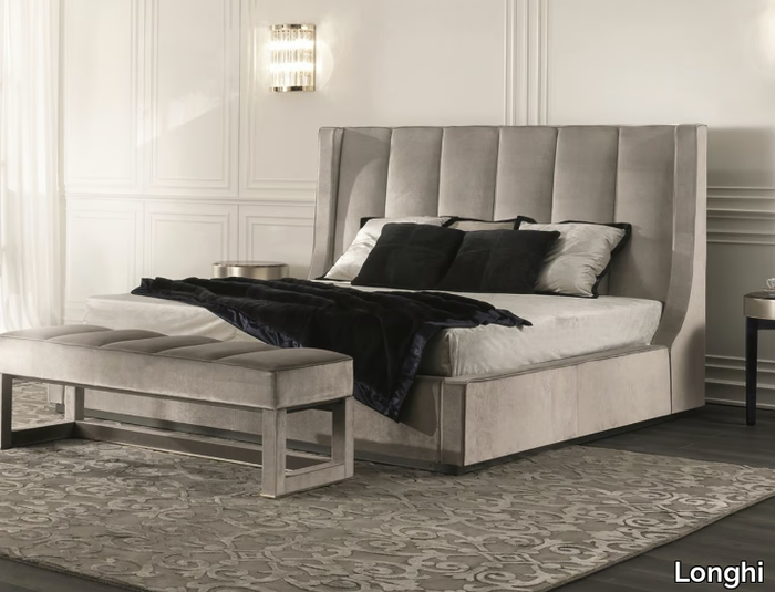 KUBRICK - Velvet double bed with upholstered headboard _ Longhi