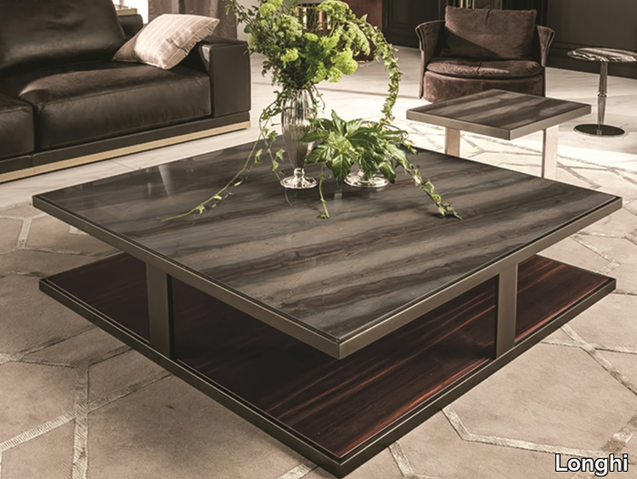 LAYER - Square marble coffee table _ Longhi