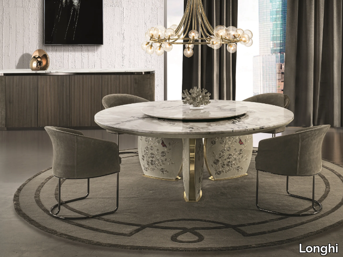 LOTUS - Round marble table with Lazy Susan _ Longhi