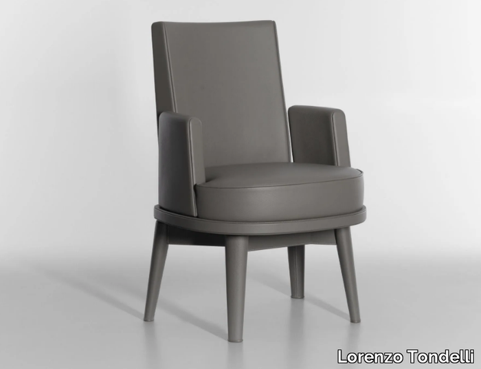 BARRIE - Leather easy chair with armrests _ Lorenzo Tondelli