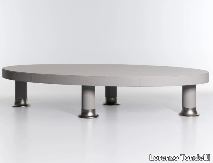 DROP - Low oval leather coffee table _ Lorenzo Tondelli