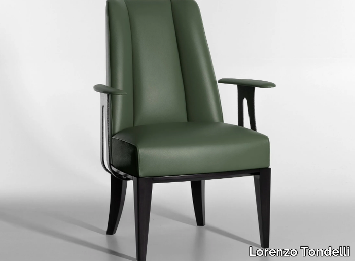 MAUA - Leather chair with armrests _ Lorenzo Tondelli