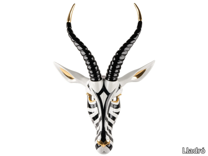 ANTELOPE MASK (BLACK AND GOLD) - Porcelain wall decor item _ Lladró