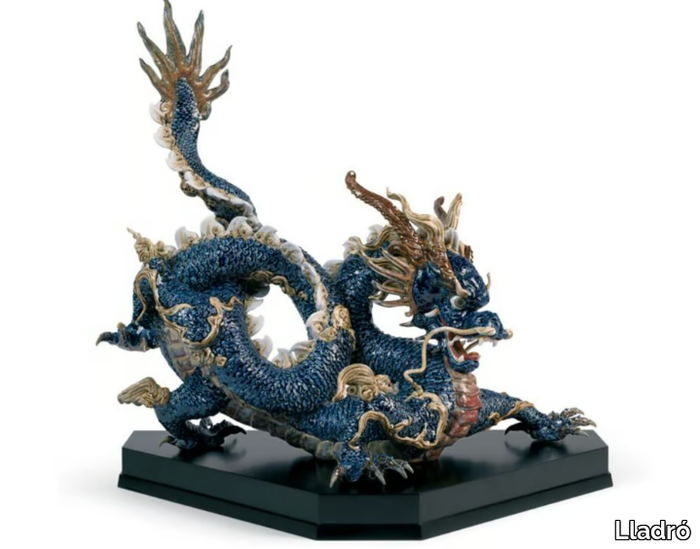 GREAT DRAGON BLUE ENAMEL - Porcelain decorative object _ Lladró