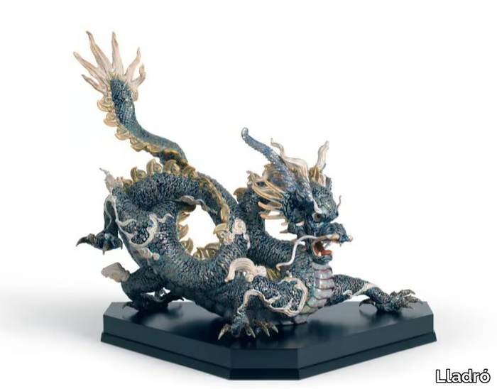 GREAT DRAGON GOLDEN LUSTRE AND BLUE - Porcelain decorative object _ Lladró