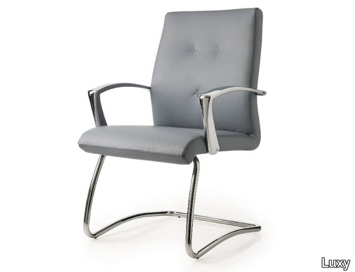 ONE - Cantilever upholstered leather chair with armrests _ Luxy