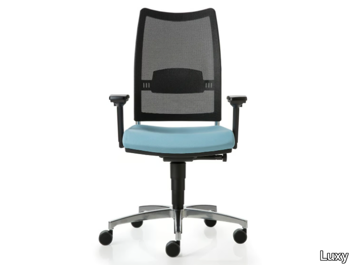 OVERTIME - Swivel mesh office chair with castors with 5-Spoke base _ Luxy