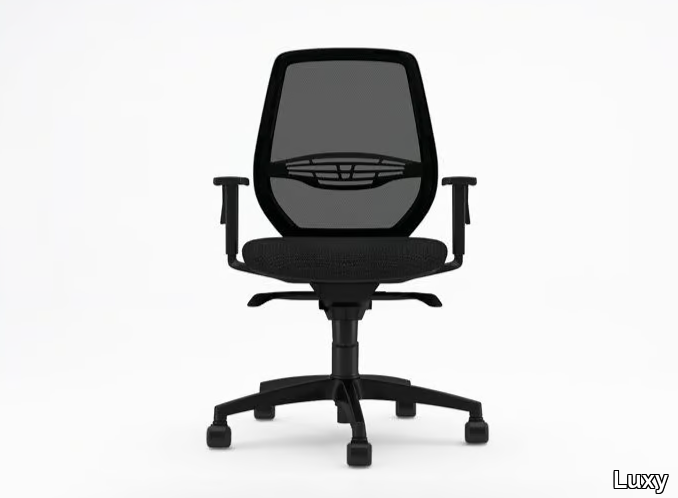 POST 30 - Mesh office chair with armrests with 5-Spoke base _ Luxy