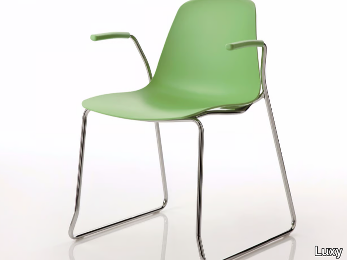 EPOCA - Stackable sled base polypropylene chair with armrests _ Luxy