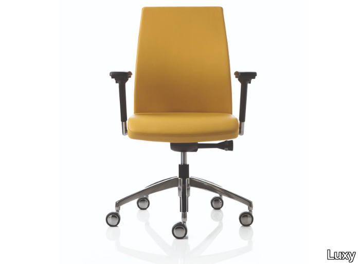 SMARTOFFICE - Leather office chair with castors with armrests _ Luxy