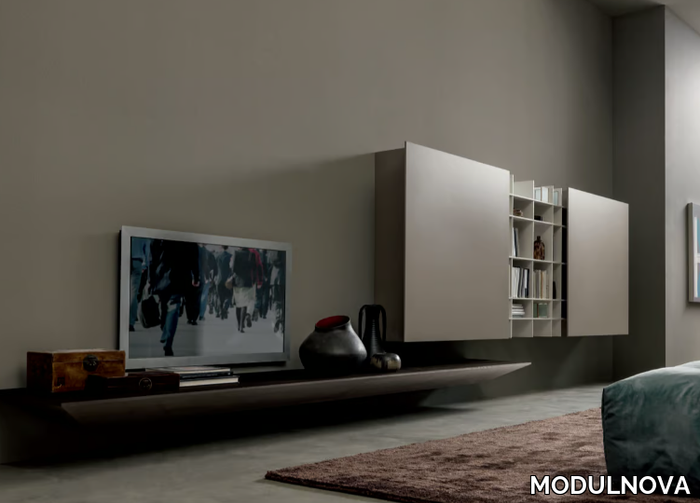 BLADE - Wall-mounted wooden and aluminum TV wall system _ MODULNOVA