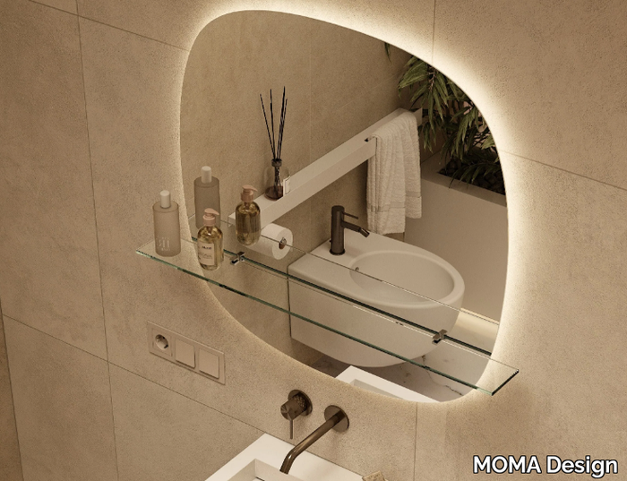 MIRR SHELF - Wall-mounted bathroom mirror with shelf _ MOMA Design