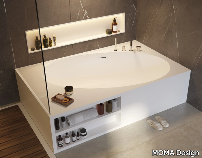 ELISLAND - Freestanding rectangular Solid Surface bathtub _ MOMA Design