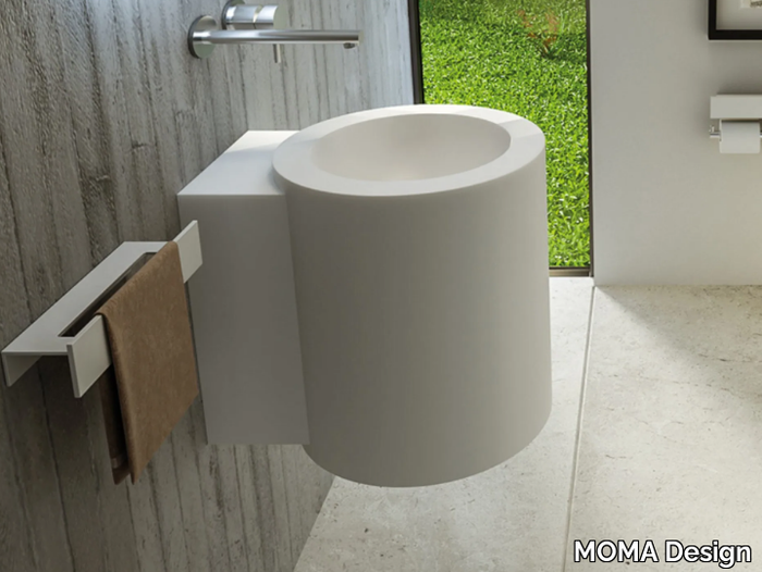 HALF TOWER - Wall-mounted single round Solid Surface washbasin _ MOMA Design