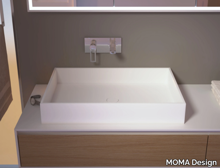 QUADRANT - Countertop rectangular Solid Surface washbasin _ MOMA Design