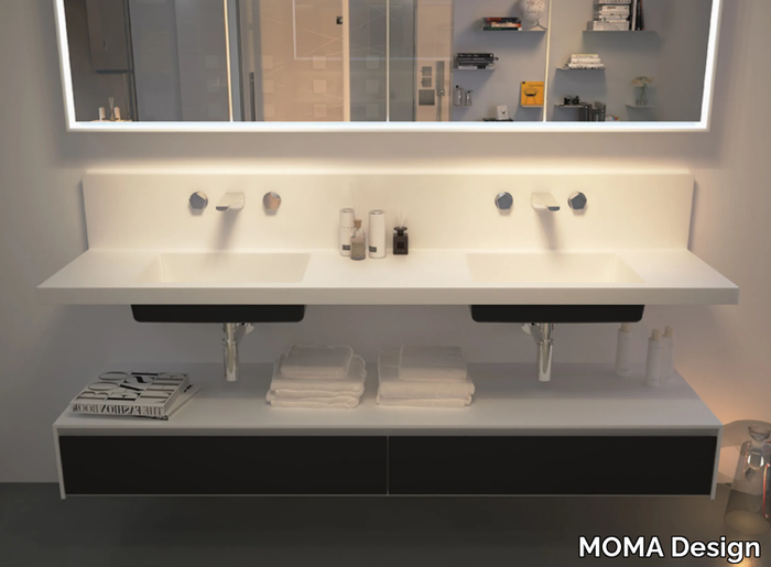 DEJAVU‘ - Wall-mounted double Solid Surface washbasin _ MOMA Design