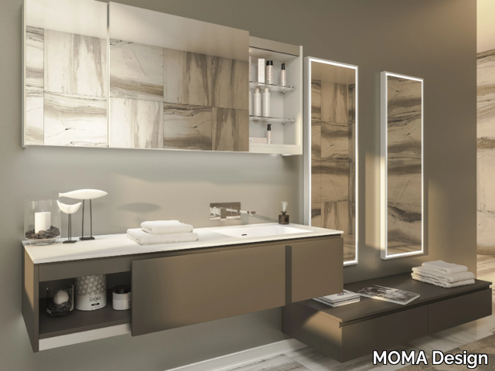 EMOTION - Single wall-mounted wooden vanity unit _ MOMA Design