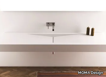 CUT - Wall-mounted single rectangular Solid Surface washbasin _ MOMA Design