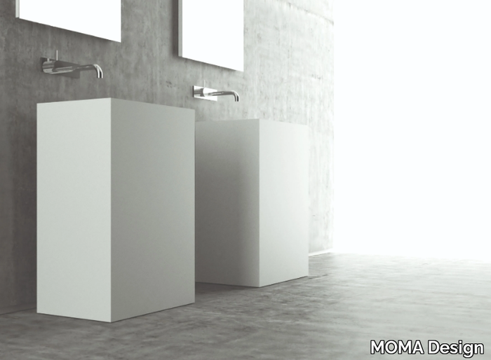 TOWER CUBE - Freestanding single Solid Surface washbasin _ MOMA Design