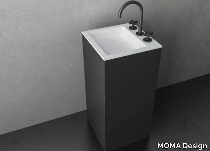 TOWER PANEL - Freestanding single Solid Surface washbasin _ MOMA Design