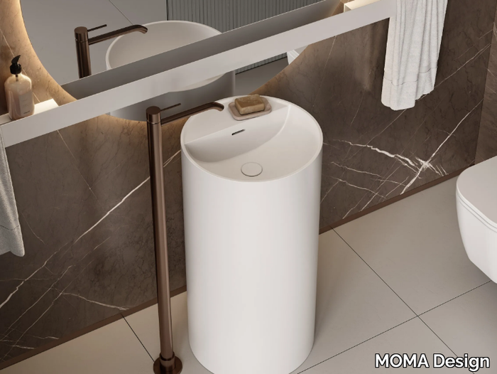 TOWER STEP - Freestanding round Solid Surface washbasin _ MOMA Design