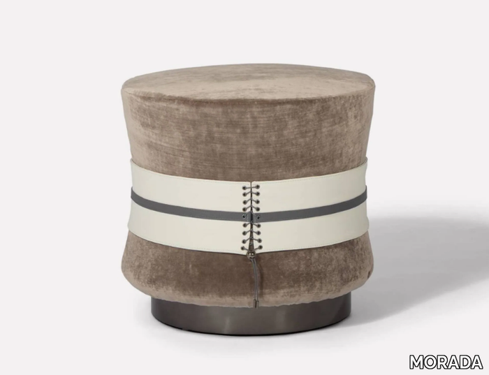 FASCETTA - Upholstered round velvet pouf _ MORADA