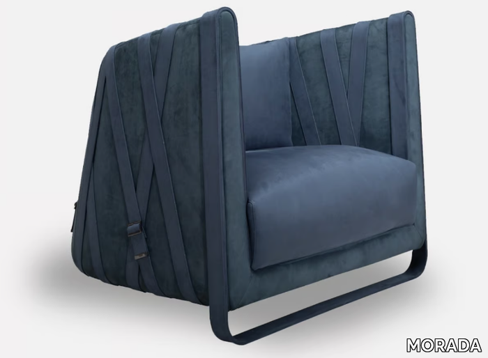 BOND - Upholstered leather armchair with armrests _ MORADA