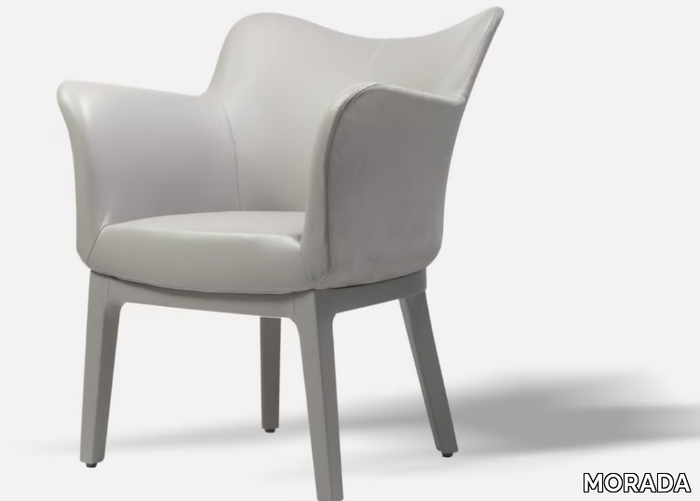 JENN - Upholstered nabuk easy chair with armrests _ MORADA