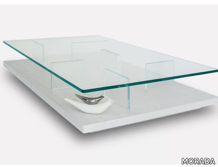 PURO - Rectangular wood and glass coffee table _ MORADA