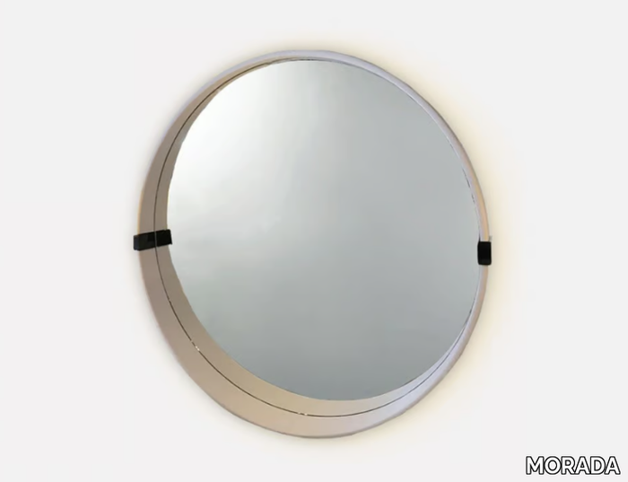 RONDO - Framed wall-mounted leather mirror _ MORADA