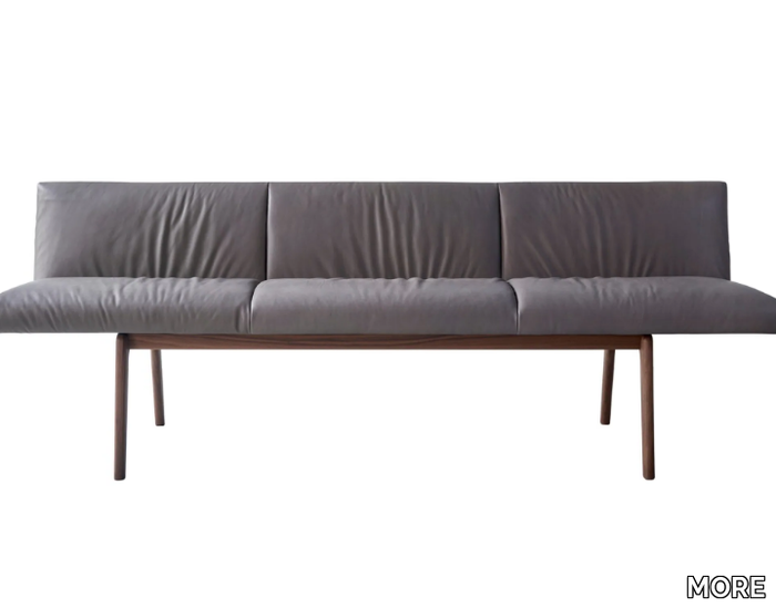 NIL - Upholstered leather bench with back _ MORE