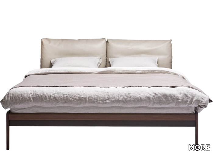 SOVA - Solid wood double bed with upholstered headboard _ MORE