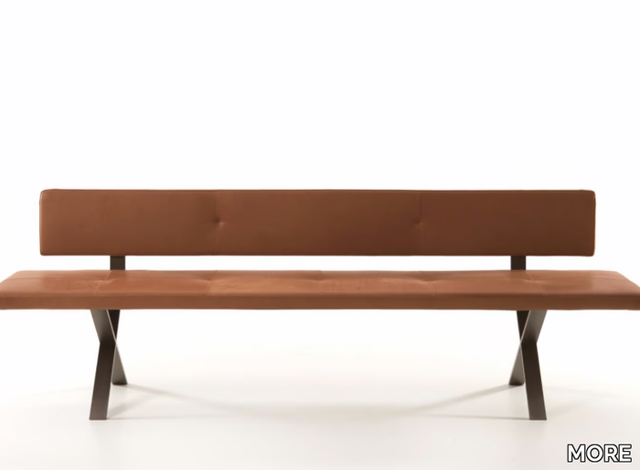 LAX - Upholstered leather bench with back _ MORE