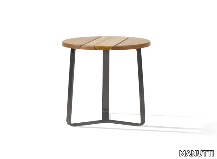 GIRO 42 - Round aluminium and wood coffee table _ MANUTTI