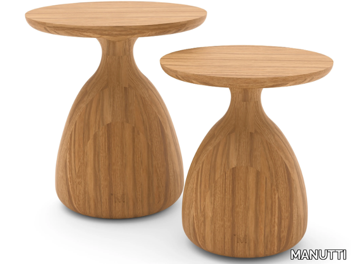 TSUKI - Contemporary style round wooden garden side table _ MANUTTI