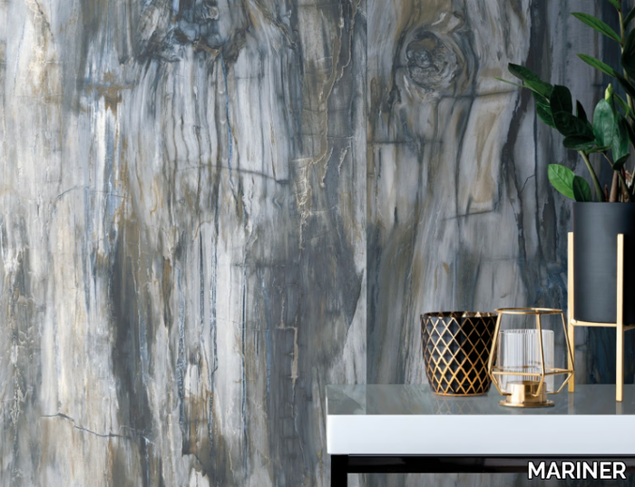 PETRIFIED WOOD BLUE - Porcelain stoneware wall/floor tiles with marble effect _ MARINER