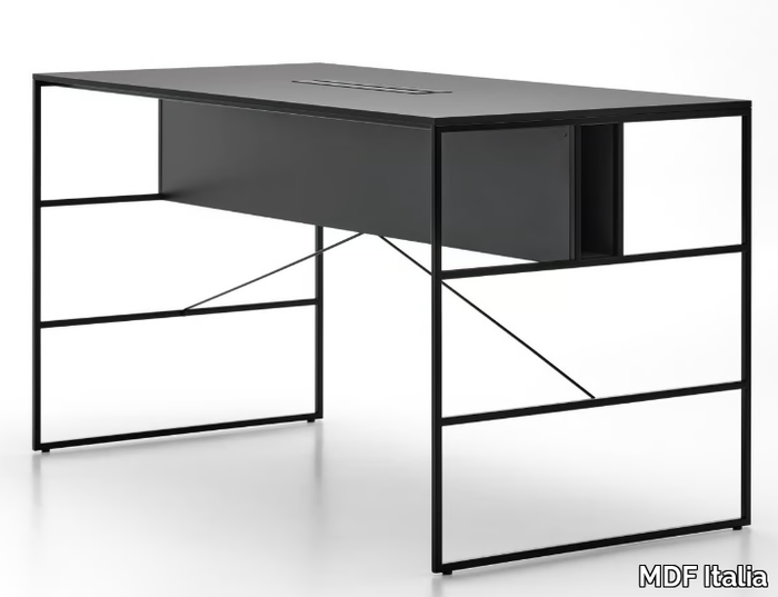 20.VENTI HIGH - Rectangular wood fibre High meeting table with cable management _ MDF Italia