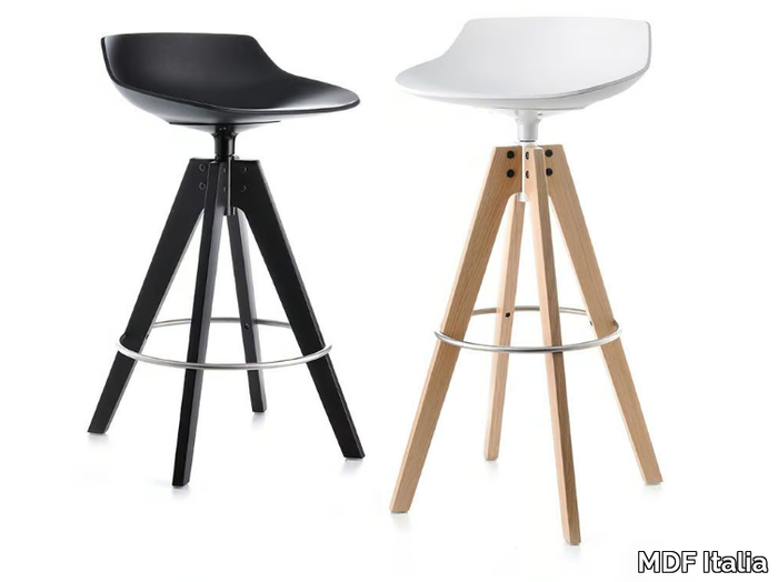 FLOW STOOL - Swivel high trestle-based stool _ MDF Italia