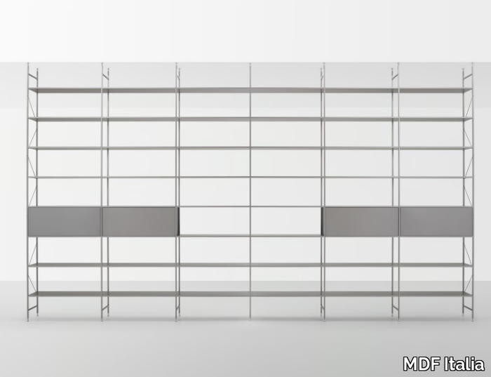 MINIMA 3.0 ROOM DIVIDER - Open divider floor-ceiling mounted aluminium shelving unit _ MDF Italia